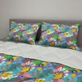 thumbnail image 2 of Woodland Comforter & Sham Bedding Set, Doodle Flora Lily Ladybug Butterfly Jungle Leaves Plants Theme, 3 pcs Duvet Set Microfiber Filling Quilt, 5 Sizes, Multicolour, by Ambesonne, 2 of 4