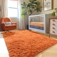 thumbnail image 5 of Burnt Orange Area Rugs for Living Room Bedroom, Fluffy Shaggy Fuzzy Thick Shag Rug 5x7 for Kids Room Decor, Modern Cute Plush Furry Dark Orange Carpet for Nursery Dorm Classroom Playroom, 5 of 7