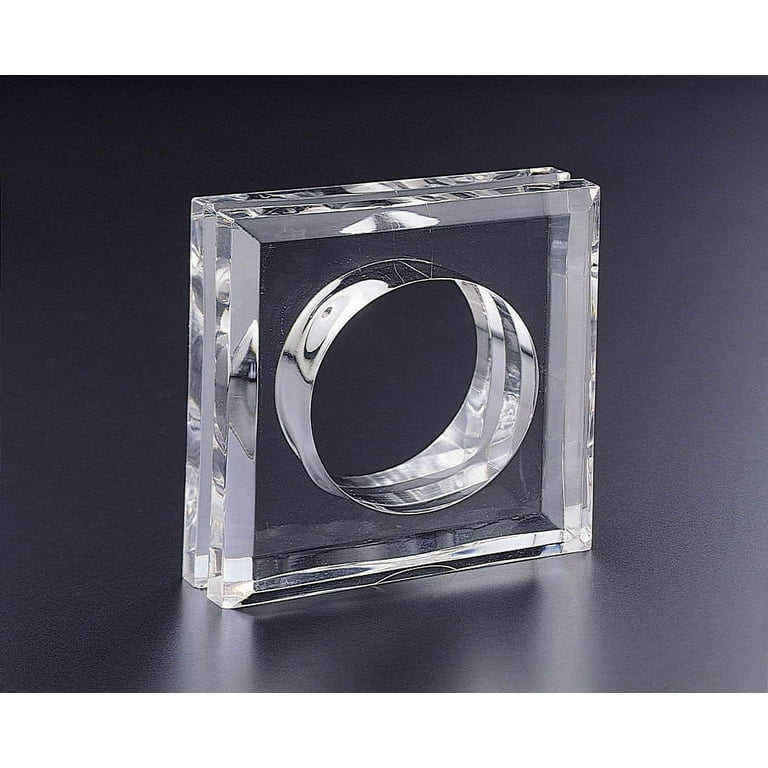 Sparkle High-Grade Clear Acrylic Square Beveled Napkin Rings, Set