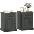 thumbnail image 1 of HOMCOM Side Table Set of 2, End Tables with Drawer and Cabinet, Black, 1 of 10