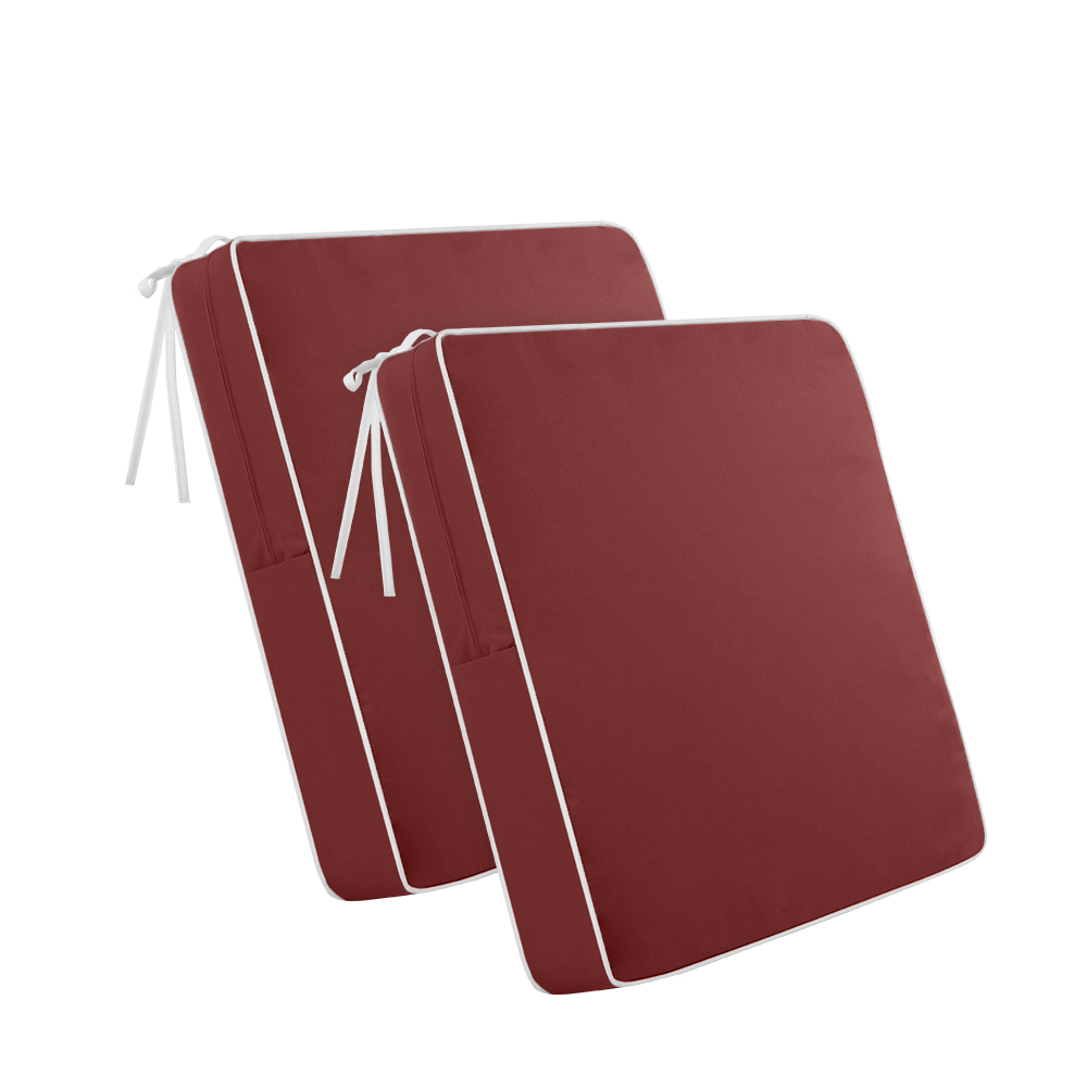 ROFIELTY 2-Pack Outdoor Chair Cushions 19x19, Waterproof & UV Resistant Patio Seat Pads with Removable Washable Cover, 3 Inch Thick All-Weather Cushions for Wicker Furniture, Burgundy Red