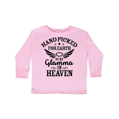 

Inktastic Handpicked for Earth By My Glamma in Heaven with Angel Wings Gift Toddler Boy or Toddler Girl Long Sleeve T-Shirt