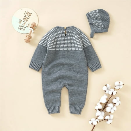 

Cathalem Boy Outfits Toddler Newborn Infant Boy Girl Patchwork Knitted Sweater Baby Jumpsuit Romper Cotton And Striped Sweater Sweater Grey 0-3 Months
