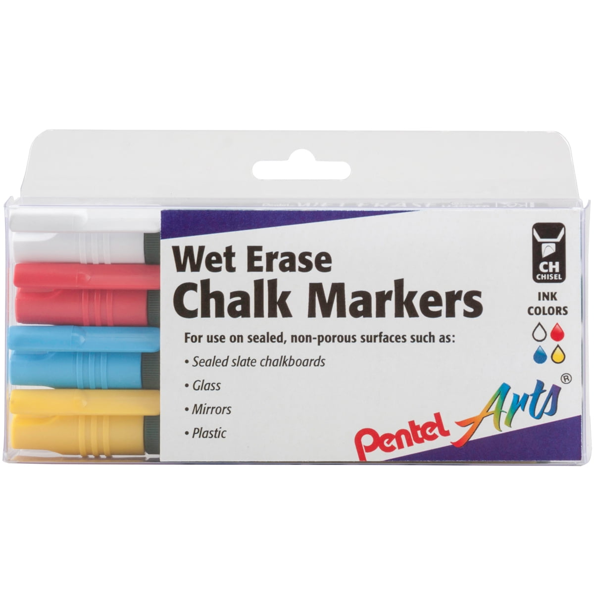 Red Pack of 4 Pentel Wet Erase Chalk Marker Jumbo Tip 