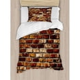 thumbnail image 3 of Brown Duvet Cover Set King Size, Old Grunge Brick Wall Aging Construction Rustic Home Structure Dirty Facade, Decorative 3 Piece Bedding Set with 2 Pillow Shams, Brown Chesnut Brown, by Ambesonne, 3 of 3