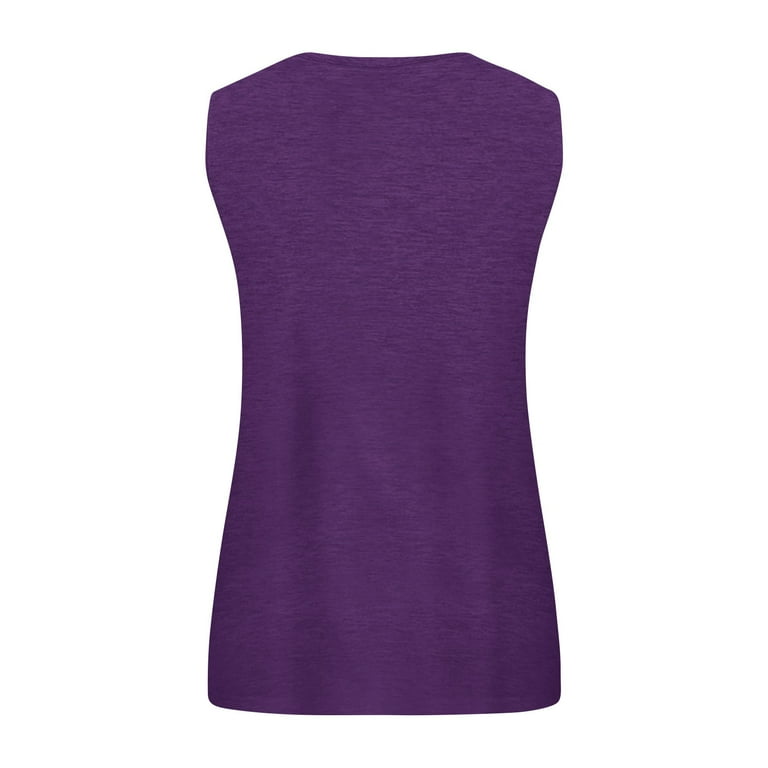YDKZYMD Dark Purple Sleeveless Womens Tops Cute Crew Neck