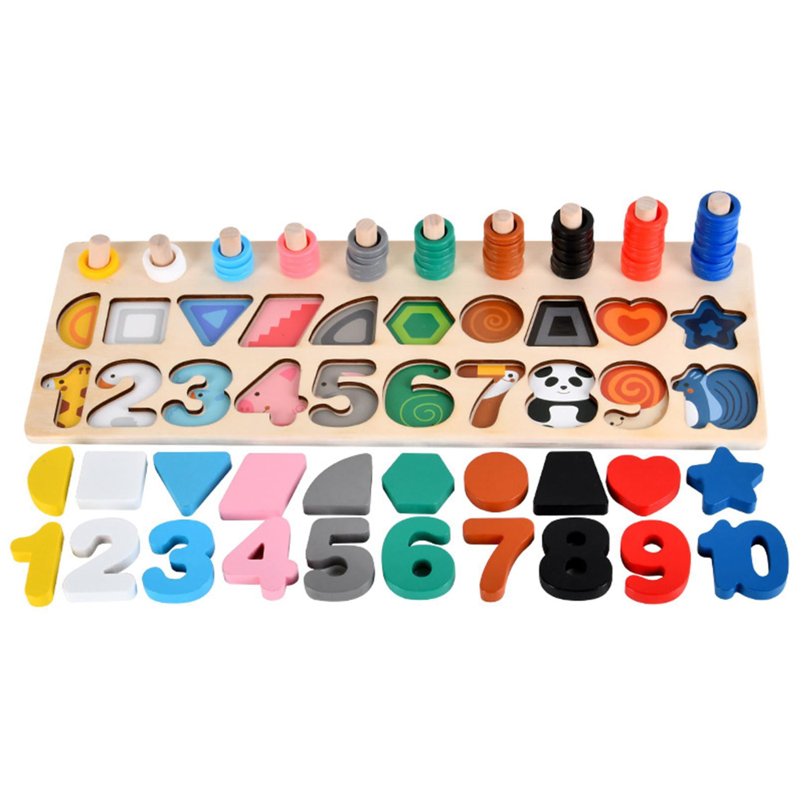 Wooden Children Match It Math Number Educational Puzzle Set Jigsaw Toy Game 