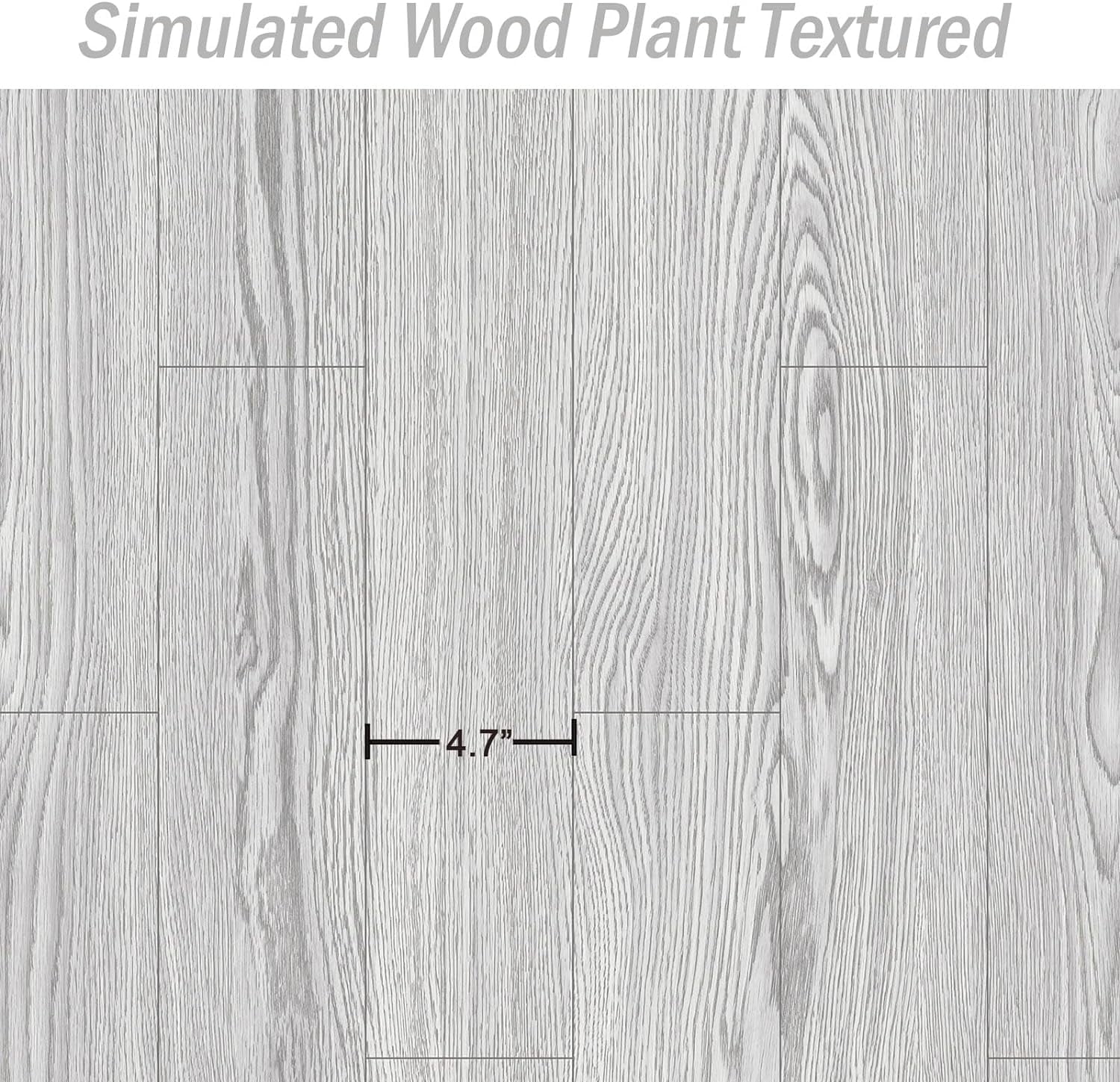 Oxdigi, PVC Peel and Stick Vinyl Flooring Roll, White Gray Wood Plank, 393.00 x 24.00 x 0.01 In