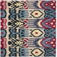 thumbnail image 2 of SAFAVIEH Ikat Jane Paisley Wool Area Rug, Beige/Blue, 6' x 6' Square, 2 of 6