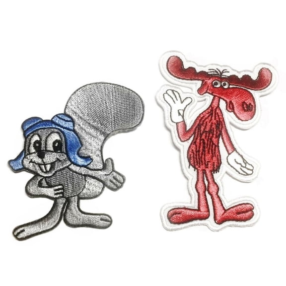 Rocky & Bullwinkle Set of 2 Iron On Cartoon Patches