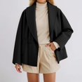 thumbnail image 2 of DHFJKG Womens Crop Pea Coat Jacket Shawl Collar Solid Color Casual Cropped Outerwear Lightweight Fall Winter Versatile Coat, 2 of 4