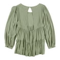 thumbnail image 2 of American Eagle Womens Ruffle Peplum Blouse, Green, Small, 2 of 2