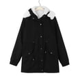thumbnail image 1 of Abrigo de moda casual chaqueta de algodón chaqueta con capucha de longitud media a larga chaqueta de algodón de pelo de cordero de invierno para mujer, 1 of 5