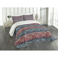 thumbnail image 3 of Ambesonne Nordic Quilted Bedspread Set 3 Pcs, Traditional Floral Retro, Queen Size, Dark Blue Coconut, 3 of 5