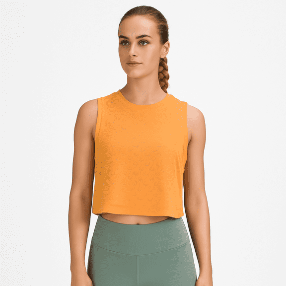 Women's Crop Active Tank Top - Orange -Size Small- Moisture Wicking