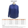 thumbnail image 2 of Camisa de algodón con cuello vuelto de manga larga para mujer, blusa informal elegante de Color liso con botones, azul marino M, 2 of 2