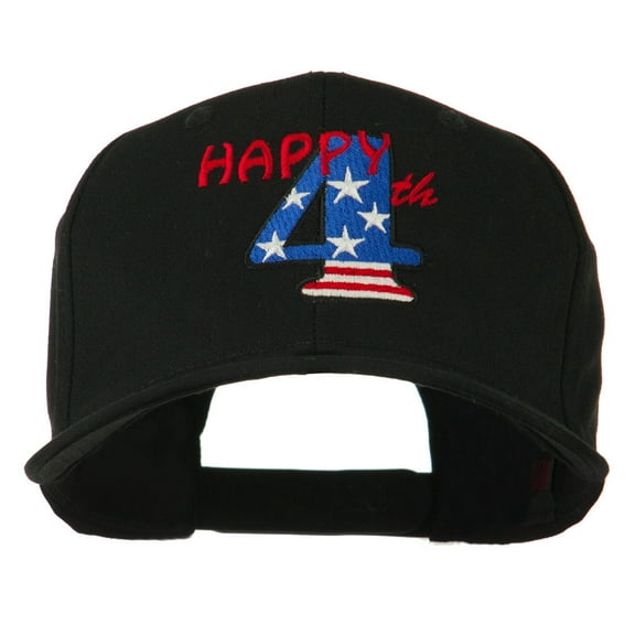 Happy 4th Embroidered Cap - Black OSFM