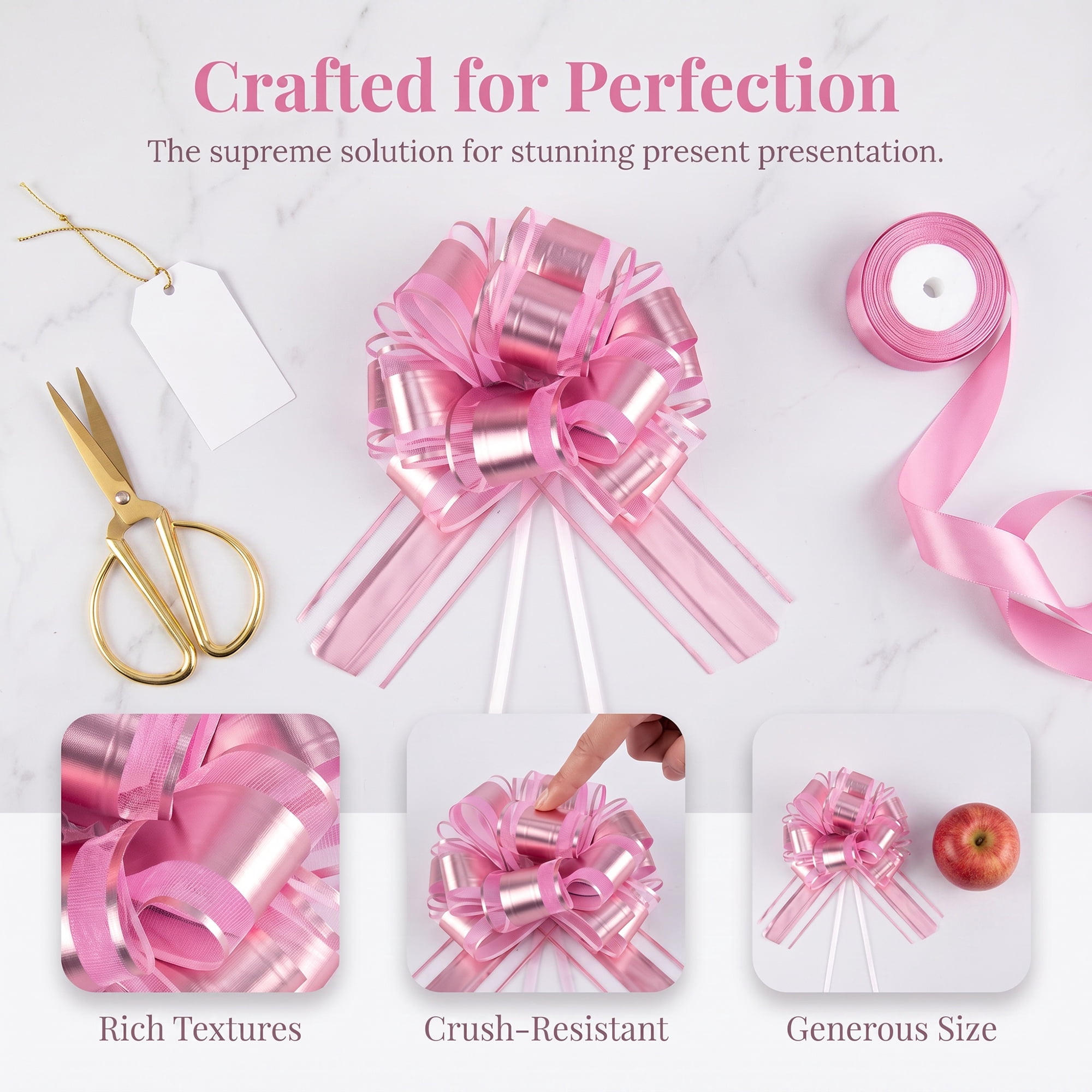 Unique Bargains Elegant Multi-Layered Star Bows for Gift Wrapping and Decoration Pink
