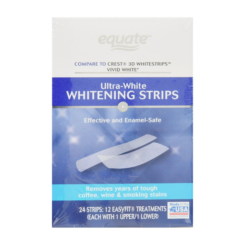 Equate UltraWhite Teeth Whitening Strips, 12 Treatments to