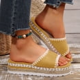 thumbnail image 5 of Rokment Women's Boho Espadrilles Platform Beach Slides Sandals 2026 Summer Casual Ethnic Retro Stitching Suede Open Toe Chunky Footbed Slip on Dress Slippers for Woman Yellow Size 8.5, 5 of 7