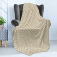 thumbnail image 4 of Beige Soft Flannel Fleece Throw Blanket, 3 Dimensional Arrangement with Chevron Lines Retro Style Composition Ornamental, Cozy Plush for Indoor and Outdoor Use, 50" x 60", Ivory Beige, by Ambesonne, 4 of 5