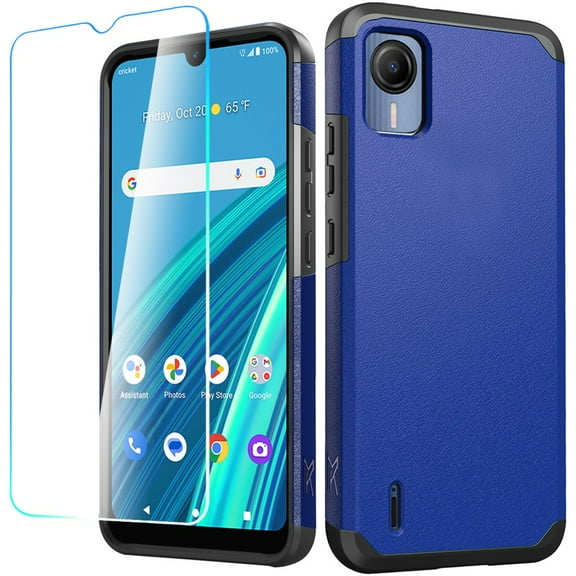 For Cricket Debut S2 Tough Strong Protection Shock Absorption Hybrid Dual Layer Hard PC TPU Rubber   Screen Protector Cover ,Xpm Phone Case [ Blue ]