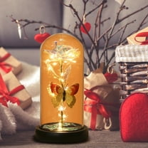 LHNFT Valentine's Day Rose Gifts for Women Butterfly Rose in Glass Dome, Forever Light Up Rose Birthday Gift for Mom Rose Gifts for Thanksgiving Christmas Mothers Day Valentines Day Gifts for Her