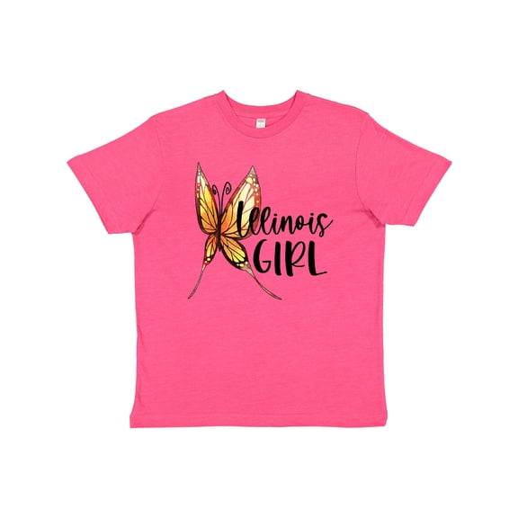 Inktastic Illinois Girl Butterfly Youth T-Shirt