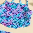 thumbnail image 6 of Baby Girl Swimsuit Headscarf Fringe Fish Scale Bikini 3 Piece Swimsuit Baby Girls Bathing Suits Girls Blue 2 Years-3 Years, 6 of 6