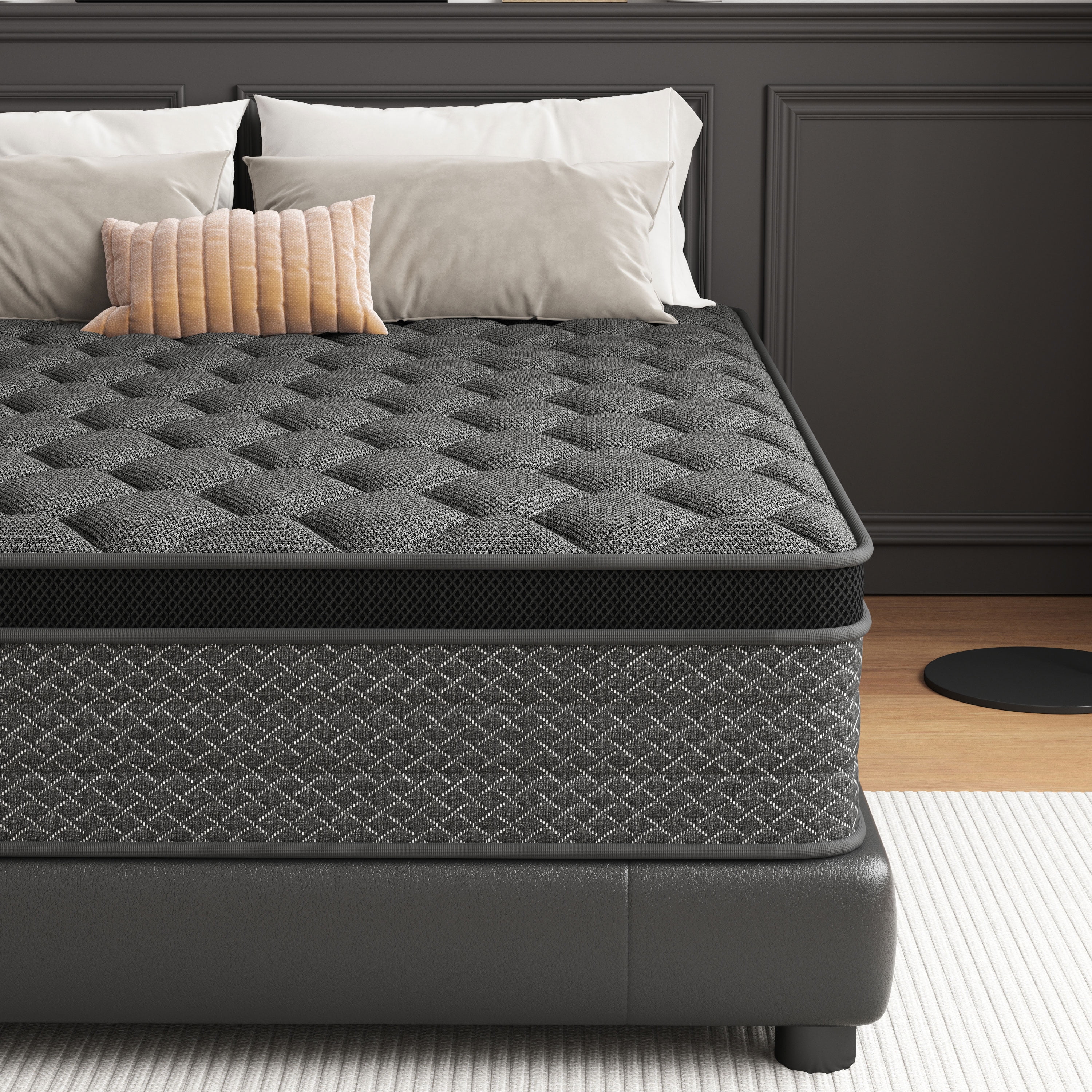 Mocangtu 14" Queen Hybrid Mattress in a Box, Gel Memory Foam with Individually Wrapped Pocket Coils, Medium Firm, Pressure Relief, Cooling Sleep Support