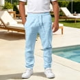 thumbnail image 6 of YMNXA Kids Boys Casual Pants Elastic Waist Drawstring Solid Color Comfortable Lightweight Trousers For Daily Wear And School,Light Blue,11-12 Years, 6 of 6