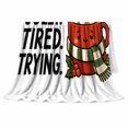 thumbnail image 2 of Jolly Tired Trying Red Mug with Scarf, Whimsical Cartoon Style for Cocoa Lovers, White Cozy Holiday Scene and Christmas Gift, Cozy Flannel Blanket for Living Room and Guest Room, Home Decor, 2 of 9