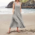 thumbnail image 2 of Summer Plus Size Dresses for Womens 2025 Fashion Casual Solid Color Sleeveless Round Neck Pocket Dress Skirt, 2 of 7