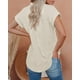 thumbnail image 2 of Camisa de lino siliteelon para mujer de manga corta de algodón beige S, 2 of 8