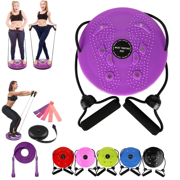 AsdQ Waist Sculptor, Waist Twister Machine Exercise with Arm Bands, Ab Twist Waist Disc Board, Adjustable Twisting Fitness Tool with Massage Foot for Arms, Hips, Thighs Exercise (Purple)