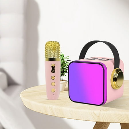 

COFEST New Microphone Audio Wireless Microphone Bluetooth Karaoke Sound Household Singing Household KTV Pink