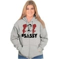 thumbnail image 3 of Retro Betty Boop Hashtag Sassy Zip Hoodie Sweatshirt Women Brisco Brands S, 3 of 6