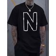 thumbnail image 1 of Simple and stylish N-letter printed men's round neck short sleeved T-shirt, comfortable and breathable casual sports top suitable for spring and summer vacation leisure, 1 of 4