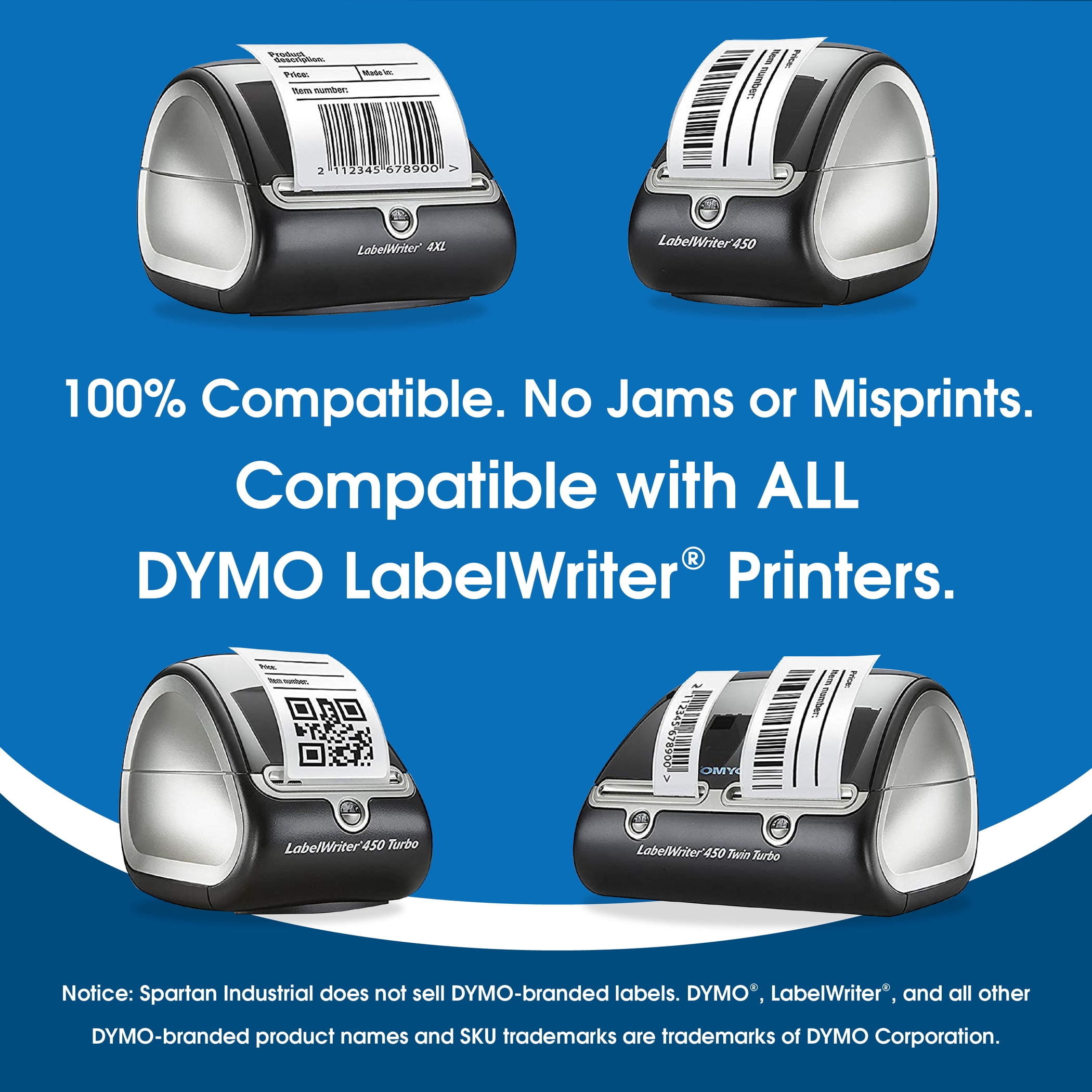 Spartan Industrial - Compatible Labels Replacement for DYMO 30336-1" X 2-1/8” Multipurpose UPC Barcode Return Address Labels (10 Pack)