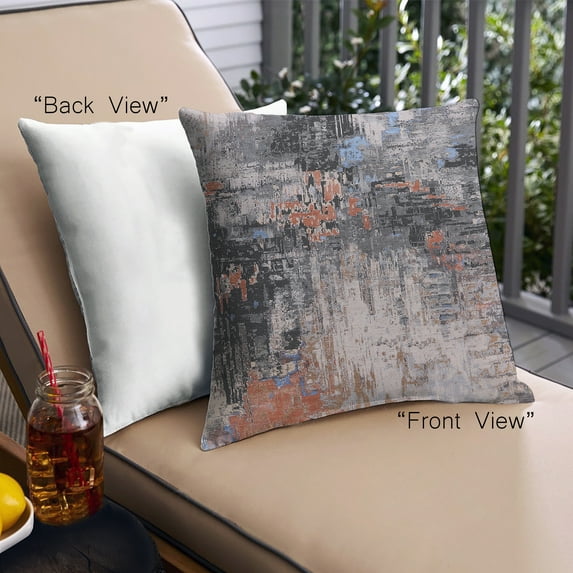 Ahgly Company Outdoor Square Mid-Century Modern Throw Pillow, 18 inch by 18 inch