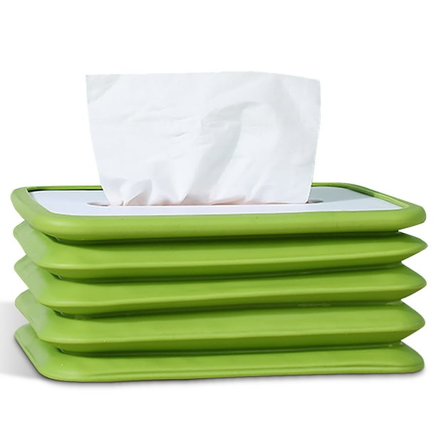 Caja de papel para pañuelos, servilletero plegable, para el hogar, sobremesa, reposabrazos para coche, estuche para almacenamiento de pañuelos plegable, verde kenally HA008372-01
