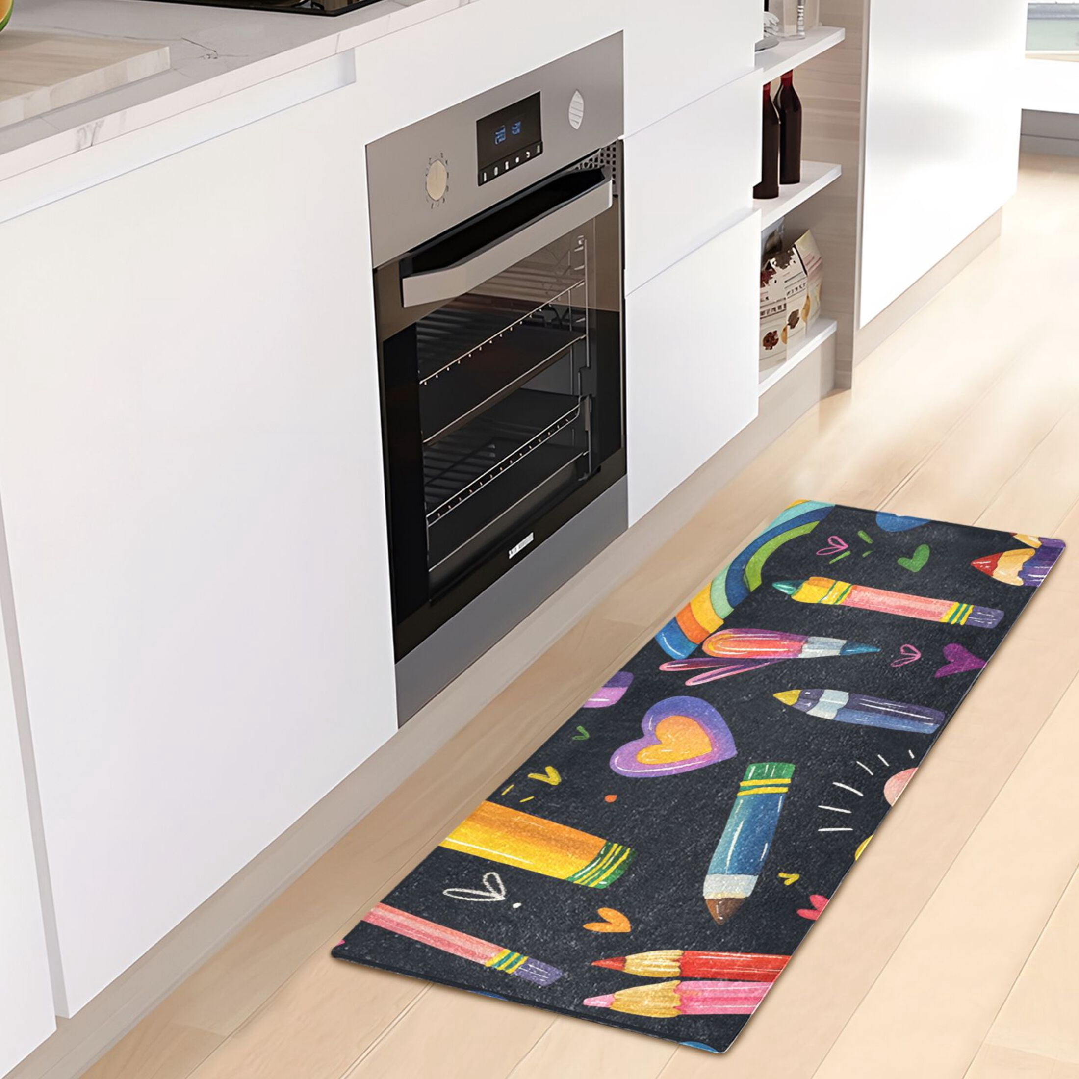 Crayons Rainbows Bathroom Rug 39x20 Non Slip Quick Dry Washable Bathroom Mats for Bedroom Living Room Kitchen