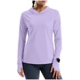 thumbnail image 1 of Wensltd Hauts de Plage à Capuche à Manches Longues pour Femmes avec Poche, Protection Solaire, Couleur Unie, Chemises de Randonnée Légères, Violet, 1 of 9