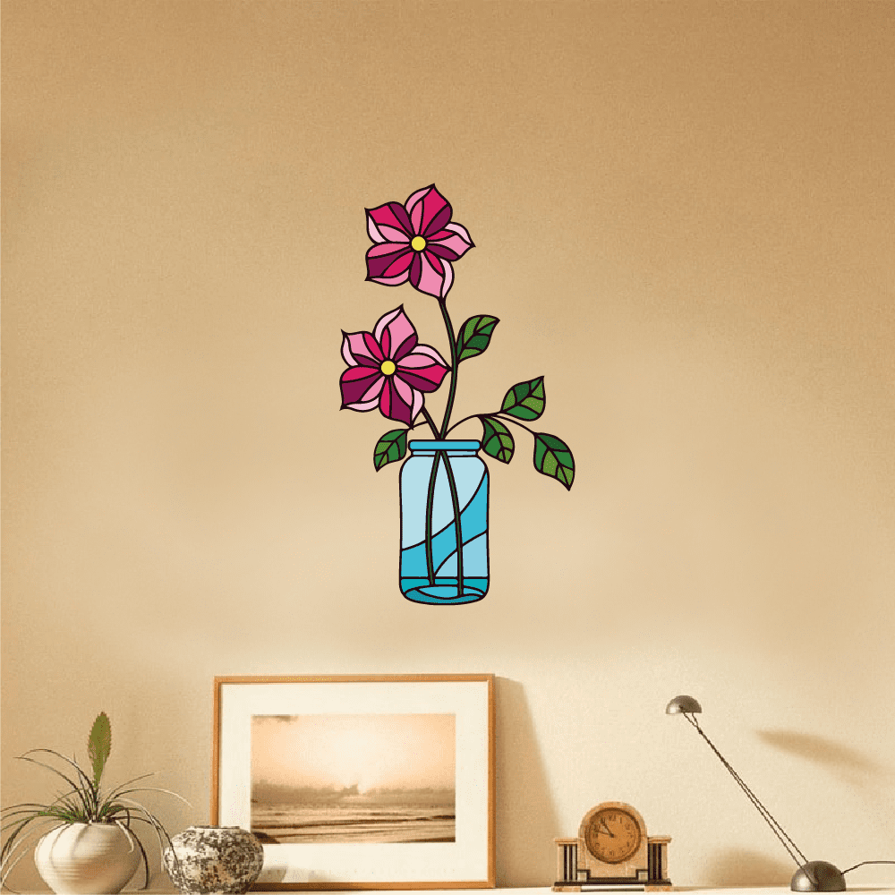 Flower Vase Flowers Plants Vinyl Stained Glass Film Static Cling Window