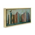 thumbnail image 3 of Stupell Industries Books And Birds Bookshelf Painting Animals & Insects Painting Gold Floater Framed Canvas Art Print Wall Art, 31 x 14, 3 of 9