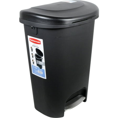 Rubbermaid Premium Step-On Trash Can, 13 Gal, Black with ...