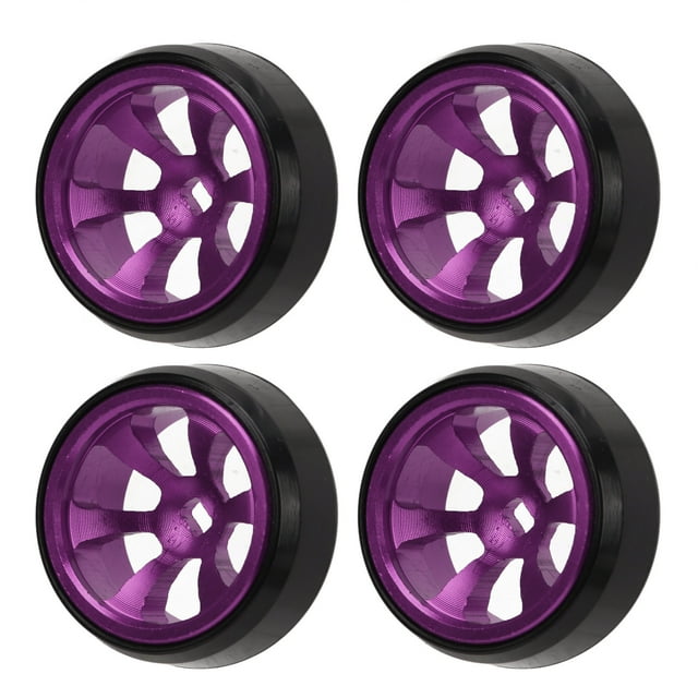RC Pneu de Dérive, Pneus de Remplacement Stables RC Flexibles Fort Amorti 4 PCS pour 1/28 RC Voiture Rouge, Violet