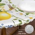 thumbnail image 4 of Round Table Cover 45-54 Inch Summer Lemon Waterproof Reusable Table Cloth Round Fitted Vinyl Tablecloth with Elastic Edged for Parties Outdoors, Watercolor Yellow Spring Floral Botanical, 4 of 9