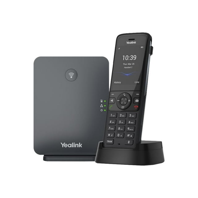 Yealink W78P - Téléphone VoIP Sans Fil - avec interface Bluetooth avec Afficheur - 1900 MHz - Déct - Capacité d'Appel 3 Voies - SIP, SIP v2, RTCP-XR, VQ-RTCPXR - 10 Lignes - Noir, Gris Classique