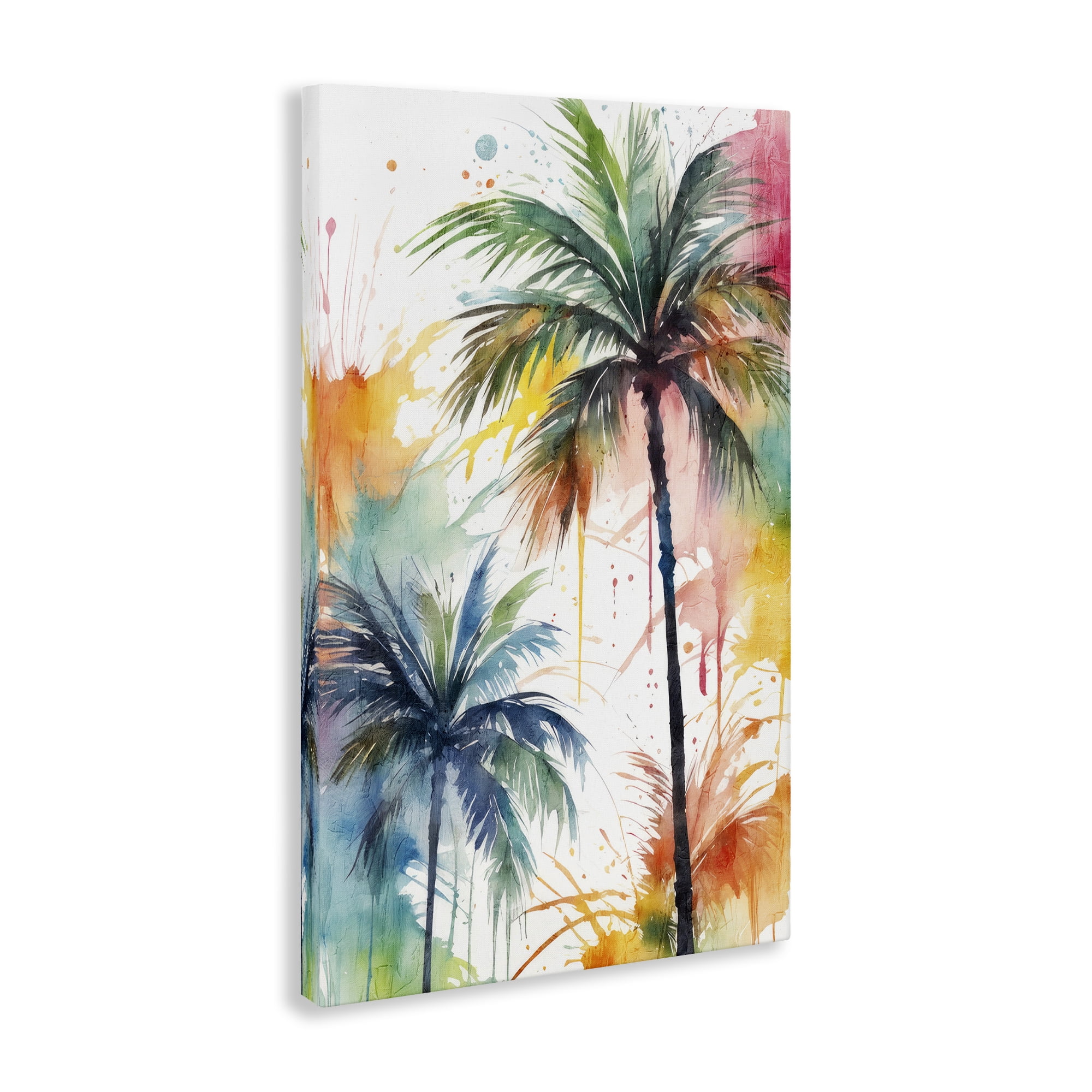 Stupell Industries Splashed Palm Trees Botanical & Floral Painting Gallery Wrapped Canvas Art Print Wall Art, 16 x 24